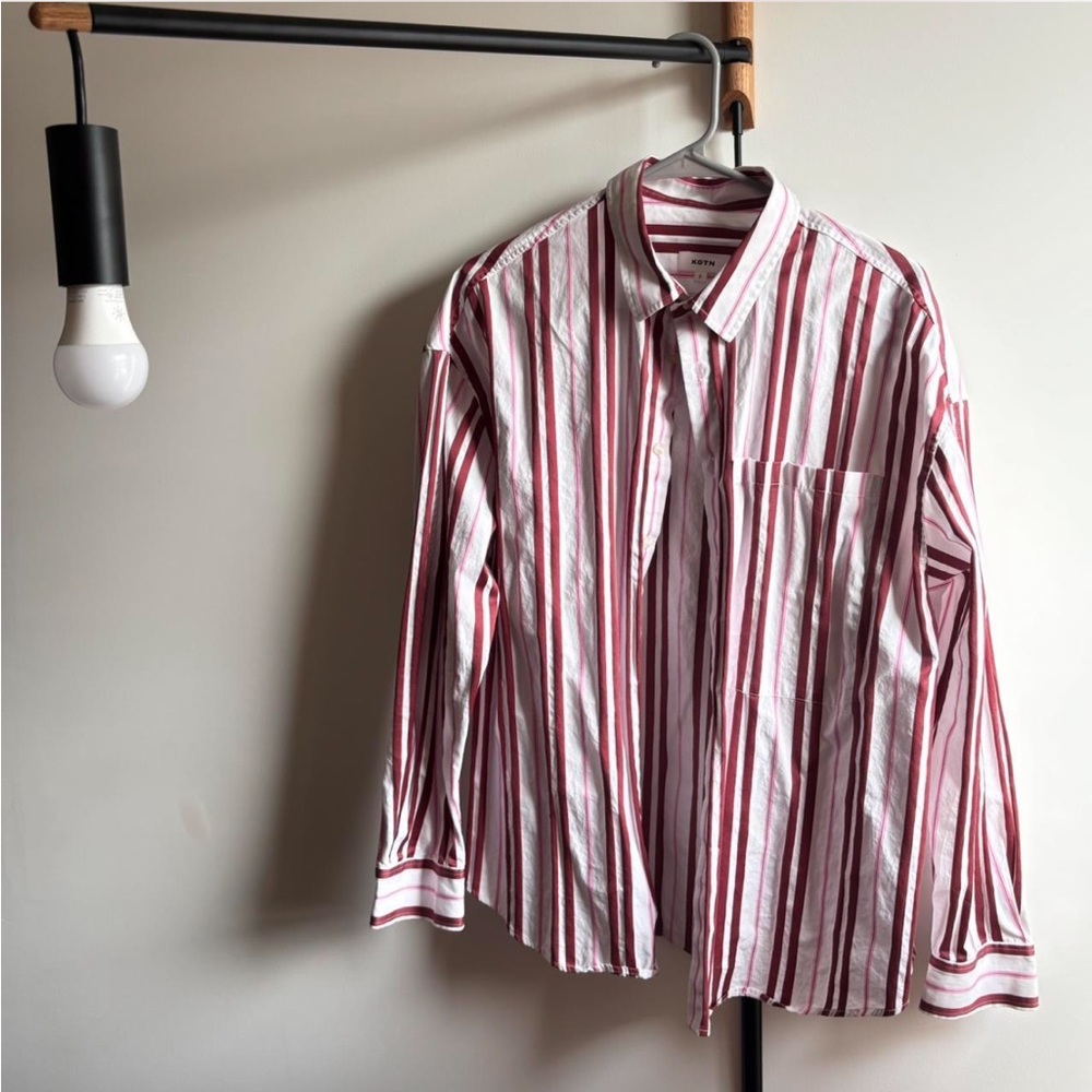KOTN Boxy Poplin Shirt in Terracotta / Pink